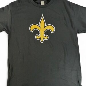 NWOT NFL Team Apparel New Orleans Saints black cotton t-shirt with gold Logo. LG